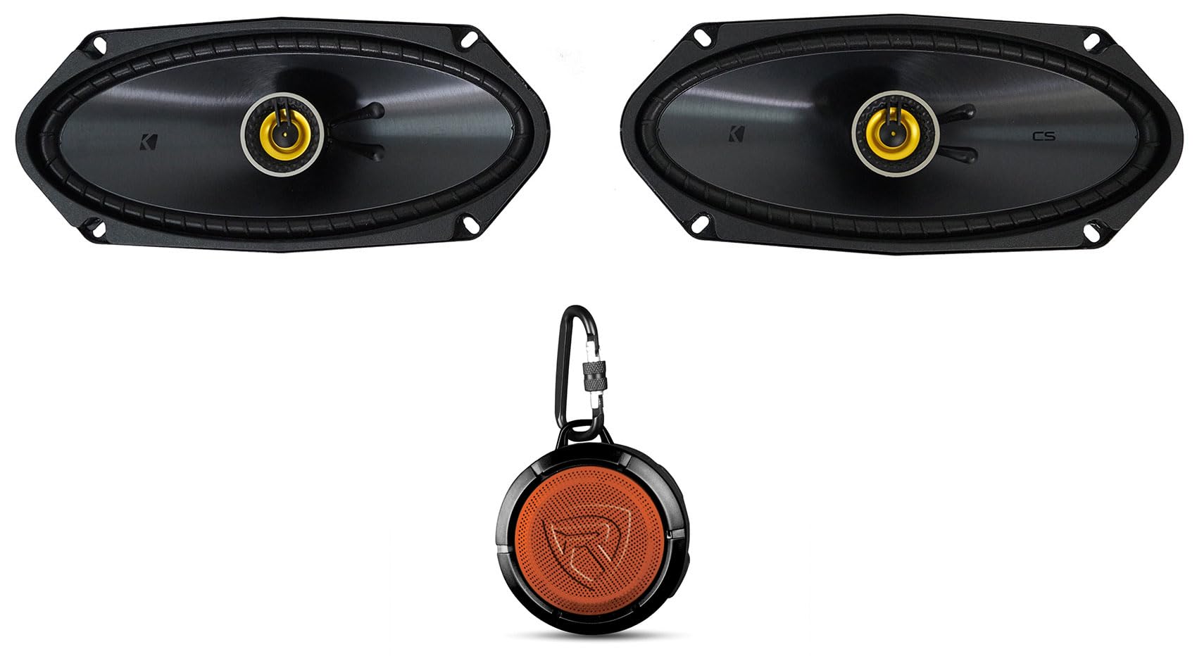 KICKER (2) 50CSC4104 225w 4x10 Car Speakers Bundle with Rockville Portable Bluetooth Speaker (2 Items)