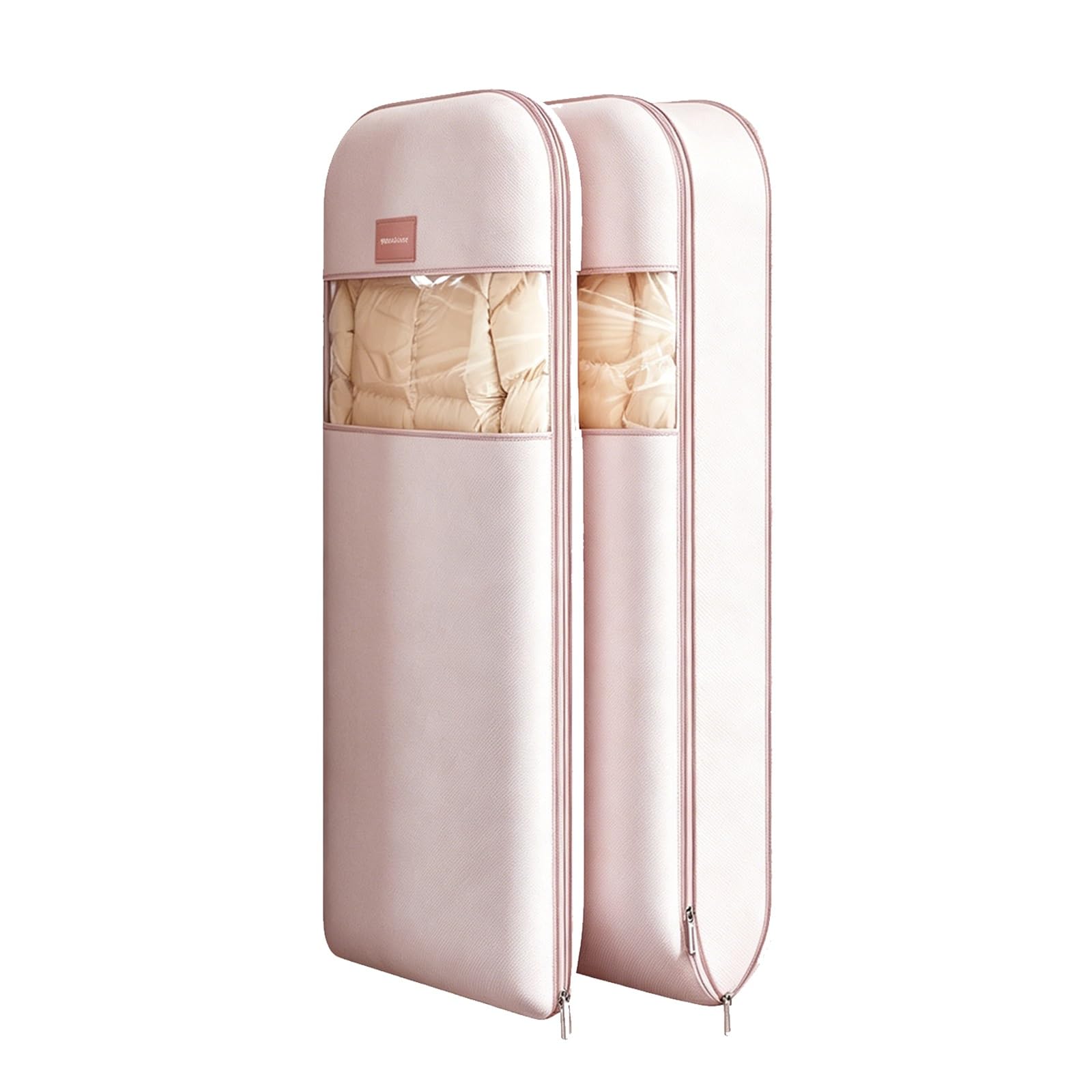 Juego de 2 Fundas Ropa, Fundas Abrigos para Colgar, de Fibra de Poliéster con Ventana Transparente, Aptas para Edredones y Abrigos(90 * 57 * 15cm/35 * 22 * 6in)