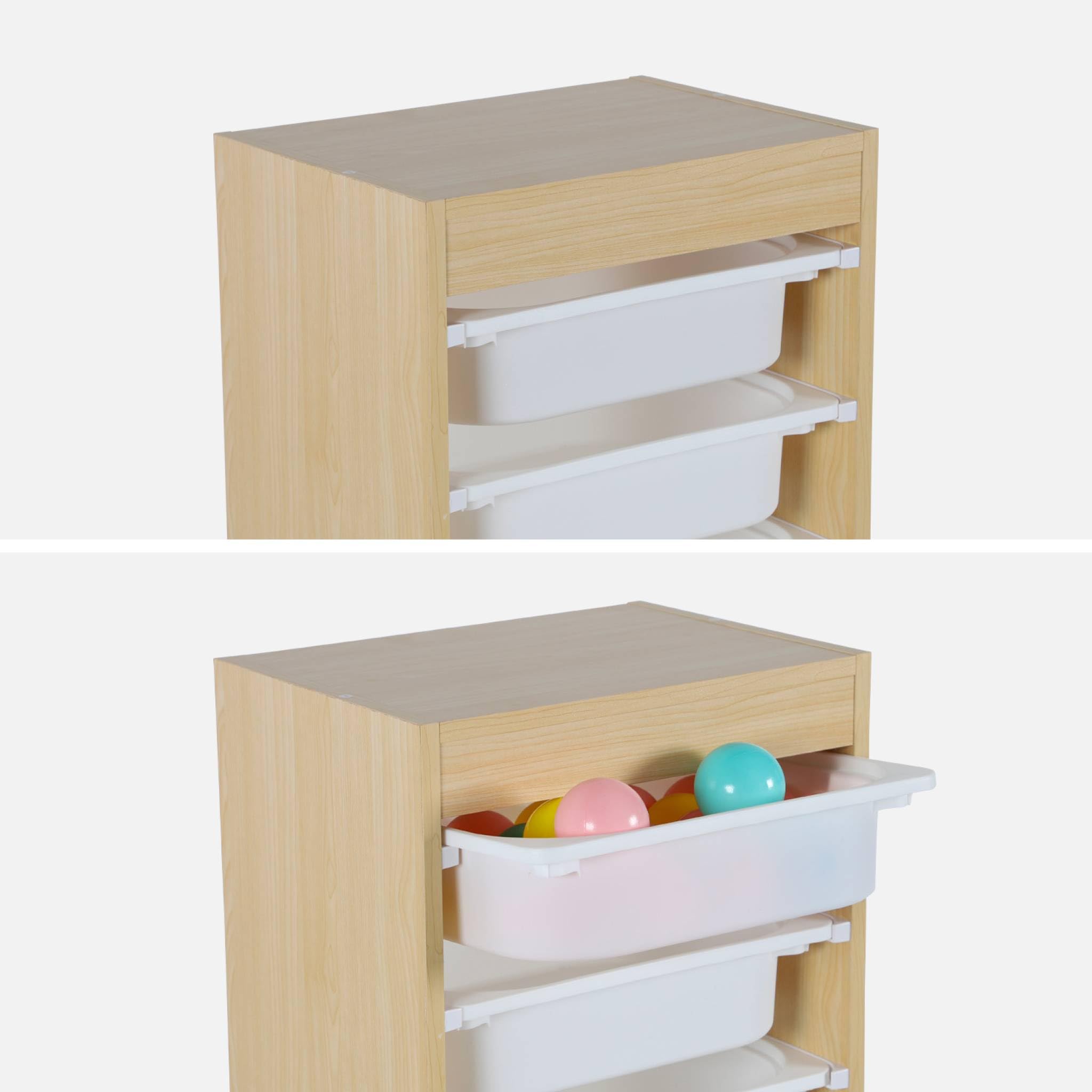 sweeek - Meuble de Rangement Enfant 4 bacs de Rangement. 41.5 x 30 x 89cm (Lot de 2) Naturel