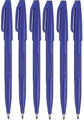 Pentel Blue Original Sign Pen S520 - Rotuladores de punta de fibra de color, punta fina de 0.079 in, punta de 0.039 in de ancho de línea (paquete de