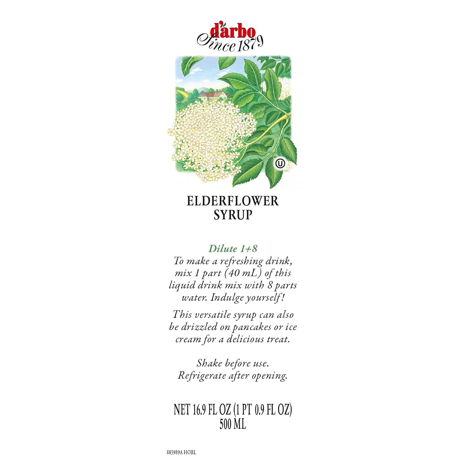 D’arbo All-Natural Elderflower Fruit Syrup, 500ml (16.9oz, Pack of 2) | Exquisite Flavor | Endless Possibilities for Enhancing Cocktails, Mocktails, Desserts, or Sauces