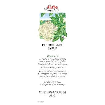 Darbo All-Natural Elderflower Fruit Syrup, 500ml (16.9oz) | Exquisite Flavor | Endless Possibilities for Enhancing Cocktails, Mocktails, Desserts, or Sauces