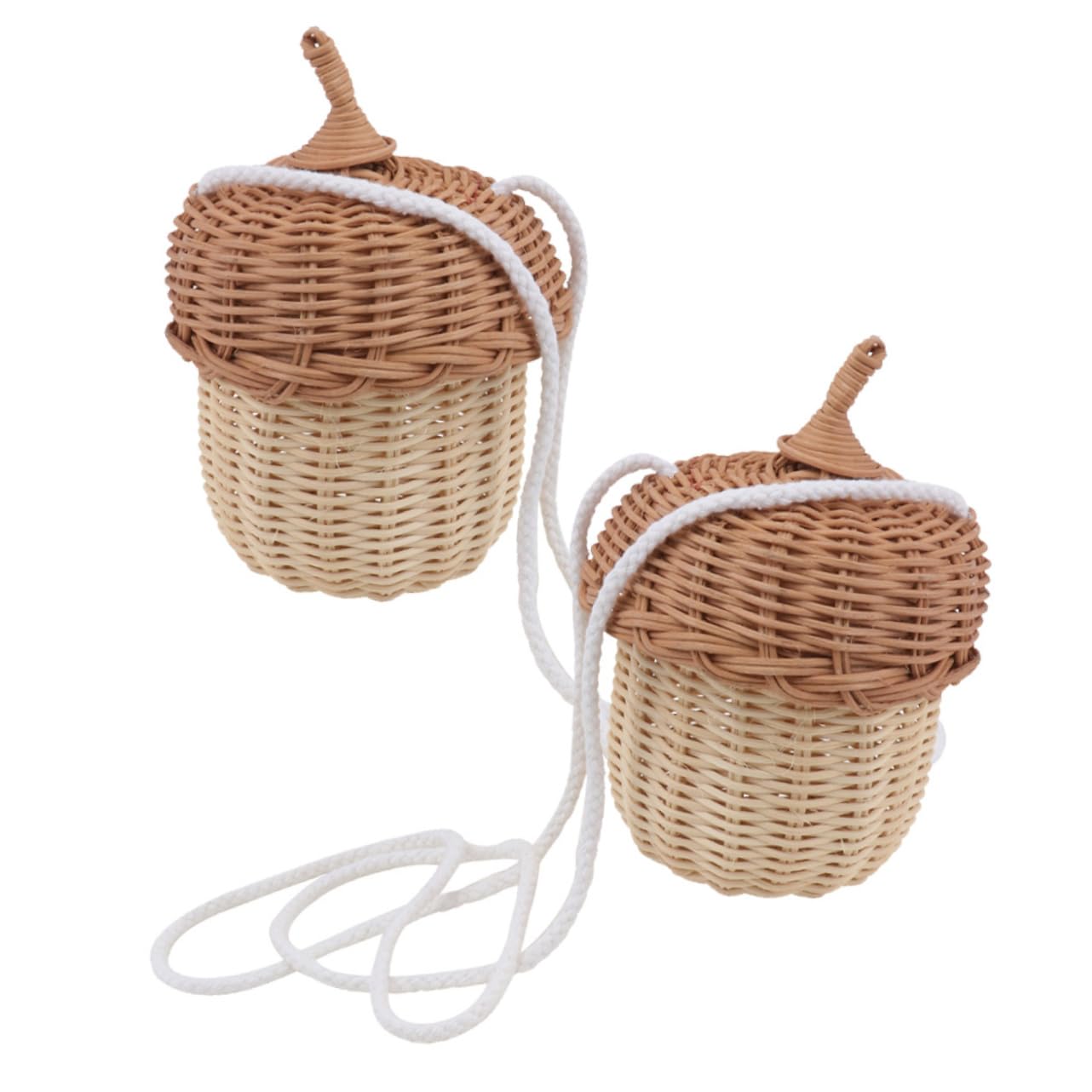 PACKOVE 8kawałki Mini Rattan Pine Cone Bag Ręcznie Wykonana Torba Woven Shoulder Bag Uroczy Koszyk Do Przechowywania Plażę i Dekorację Wnętrz