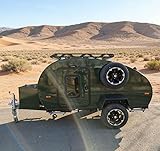 TIANHONG Teardrop Camper Trailer for Sale, Lightweight Compact Travel Trailer with Sleeping Cabin & Rear Kitchen, Small Towable RV for Outdoor Camping & Road Trips