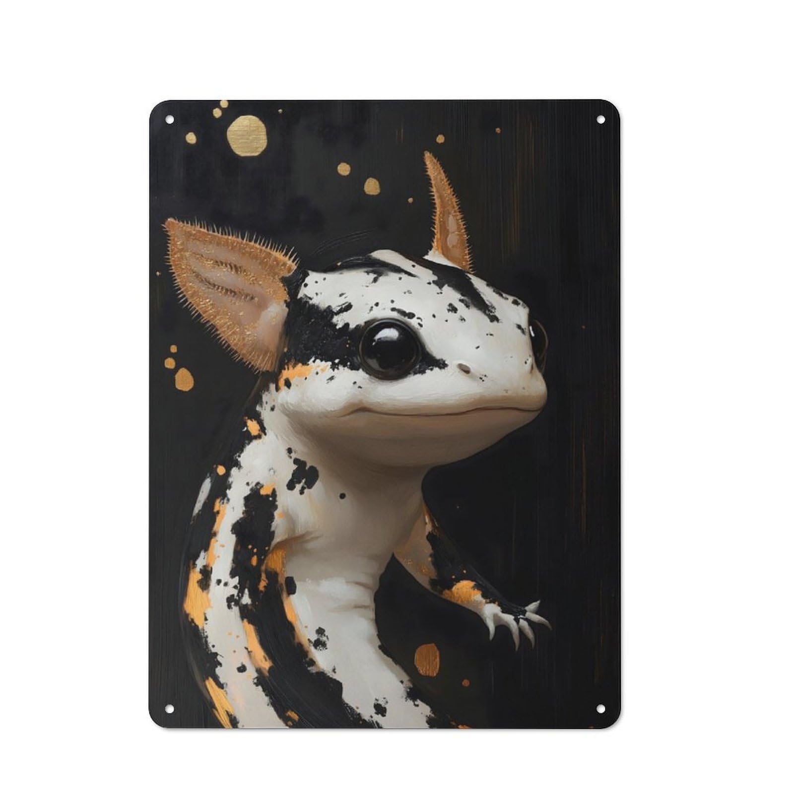 Junmoney Black And Gold Creature Animal Metal Wall Sign 40X30cm, Modern Retro Loft Wall Plaque For Flat, Bar, Studio Or Gallery Wall