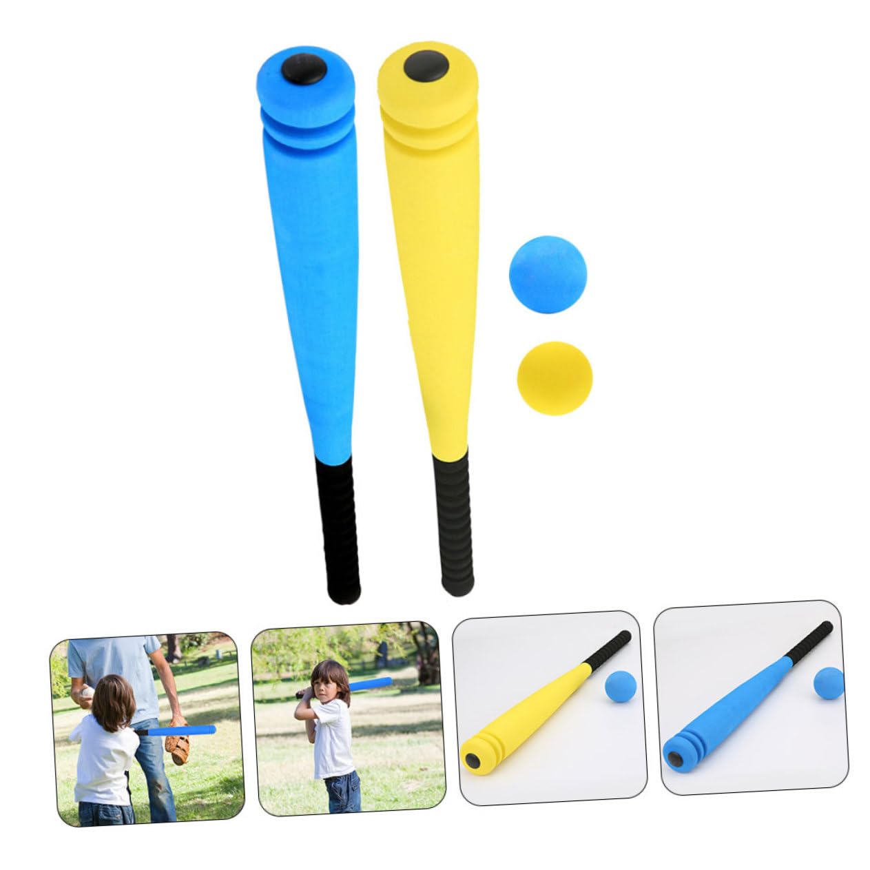 Bate De Béisbol para Niños 2 Juegos De Bate y Pelota De Espuma 54 Cm Diseño Ranurado Juguete Deportivo Seguro Adecuado para Exteriores Entrenamiento De Béisbol