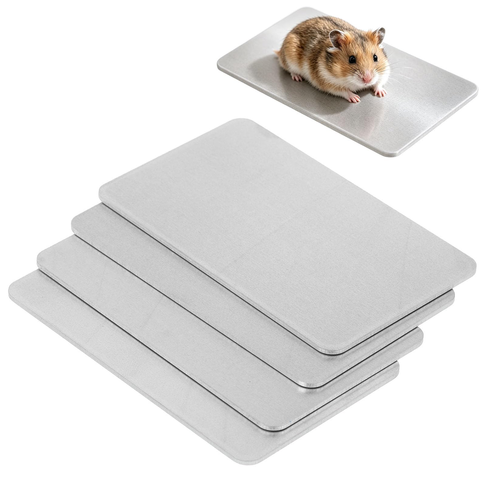 GETAJGHSD 4pcs Aluminium Cooling Plate for Rabbits and Hamsters, Smooth Surface Heat Dissipation Summer Pet Cage Accessory, Cool Mat for Rabbits