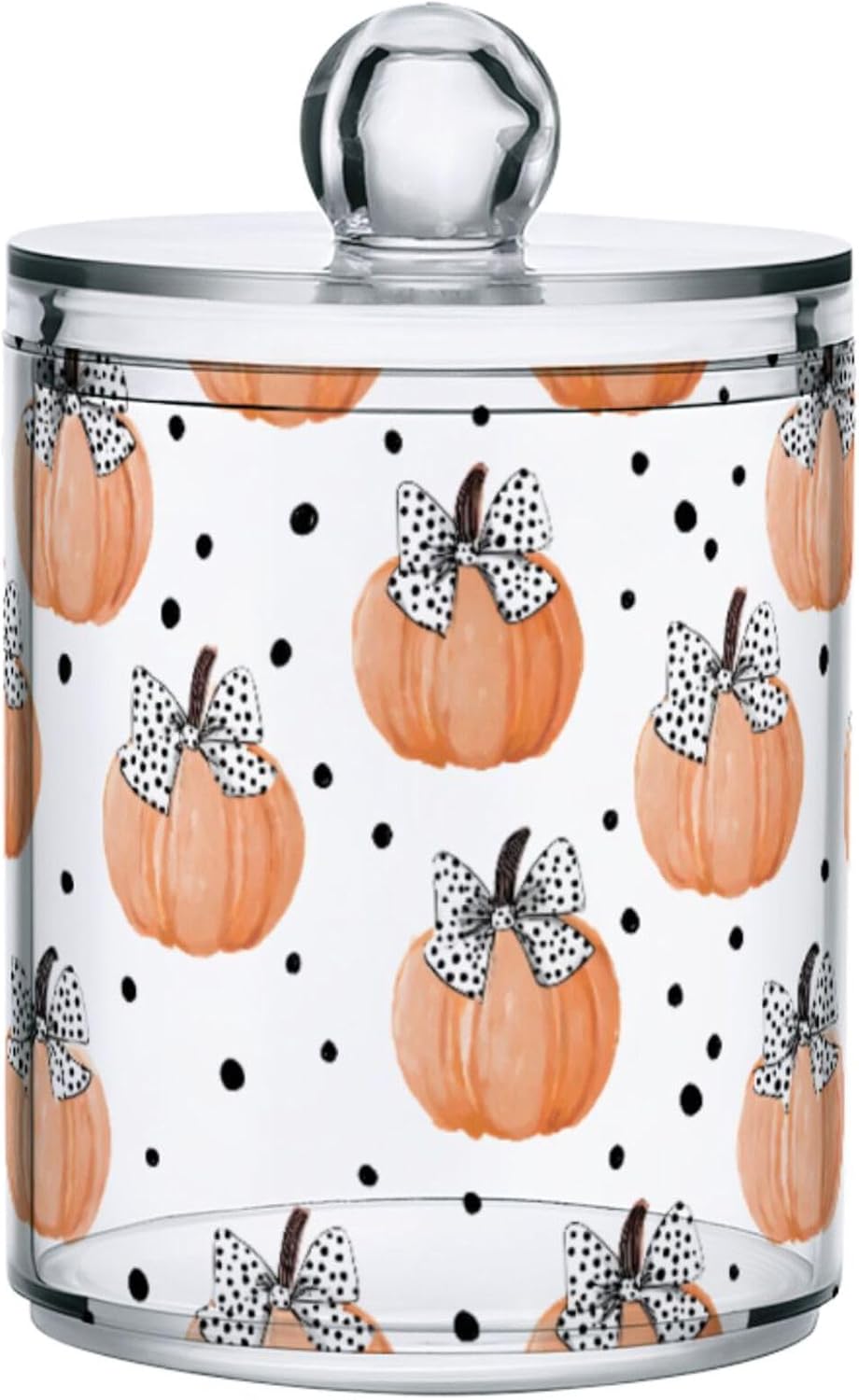 MNSRUU 4 Pack Qtip Holder Organizer Dispenser Pumpkin Bathroom Storage Canister Cotton Ball Holder Bathroom Containers for Cotton Swabs/Pads/Floss