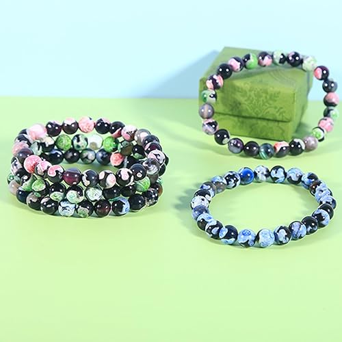 Miniatura 6 de ALZLDYS 63 cuentas de piedra sueltas de ágata de fuego azul natural natural de 0.236 pulgadas (0.236 in) para fabricación de joyas de 15.5 pulgadas,