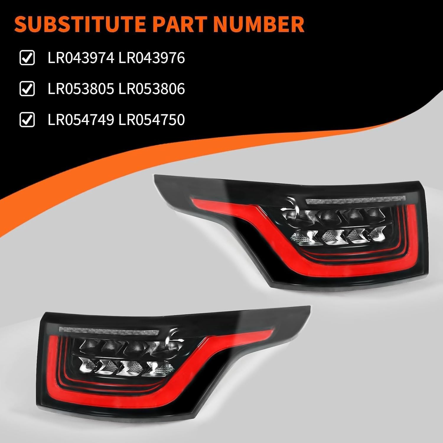 Pair Tail Lights Assembly w/Bulbs Compatible with Range Rover Sport 2014-2018 Rear Tail Lamp Taillight Left & Right Replace LR043974 LR043976
