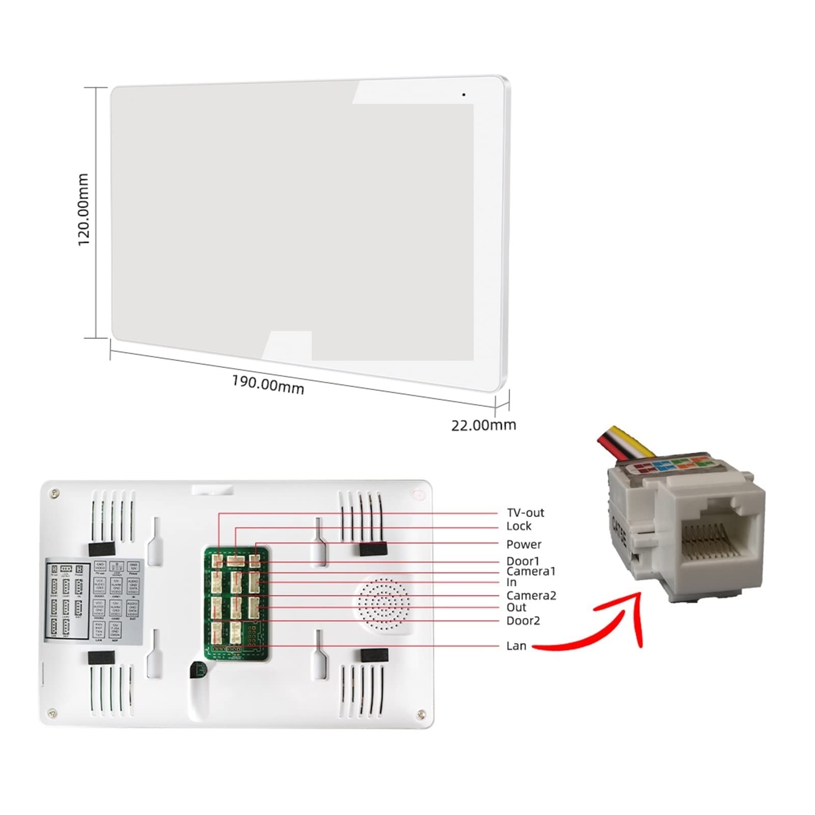 Timbre Inalámbrico con Camara, Tuya 1080P Videoportero Inteligente Videoportero Apartamento Villa AHD FHD 1080P Video Timbre Pantalla táctil Completa(P203M721W86-1080P)