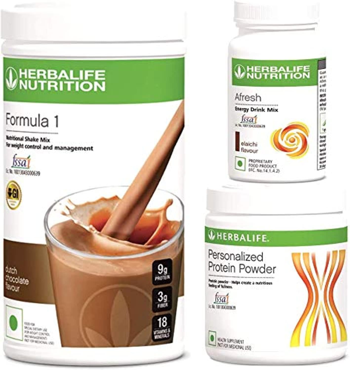 HerbalifeFormula 1 Shake Mix 500 Grams with Protein Powder 200 Grams and Afresh 50 Grams (Formula 1 Chocolate; Afresh Elaichi)