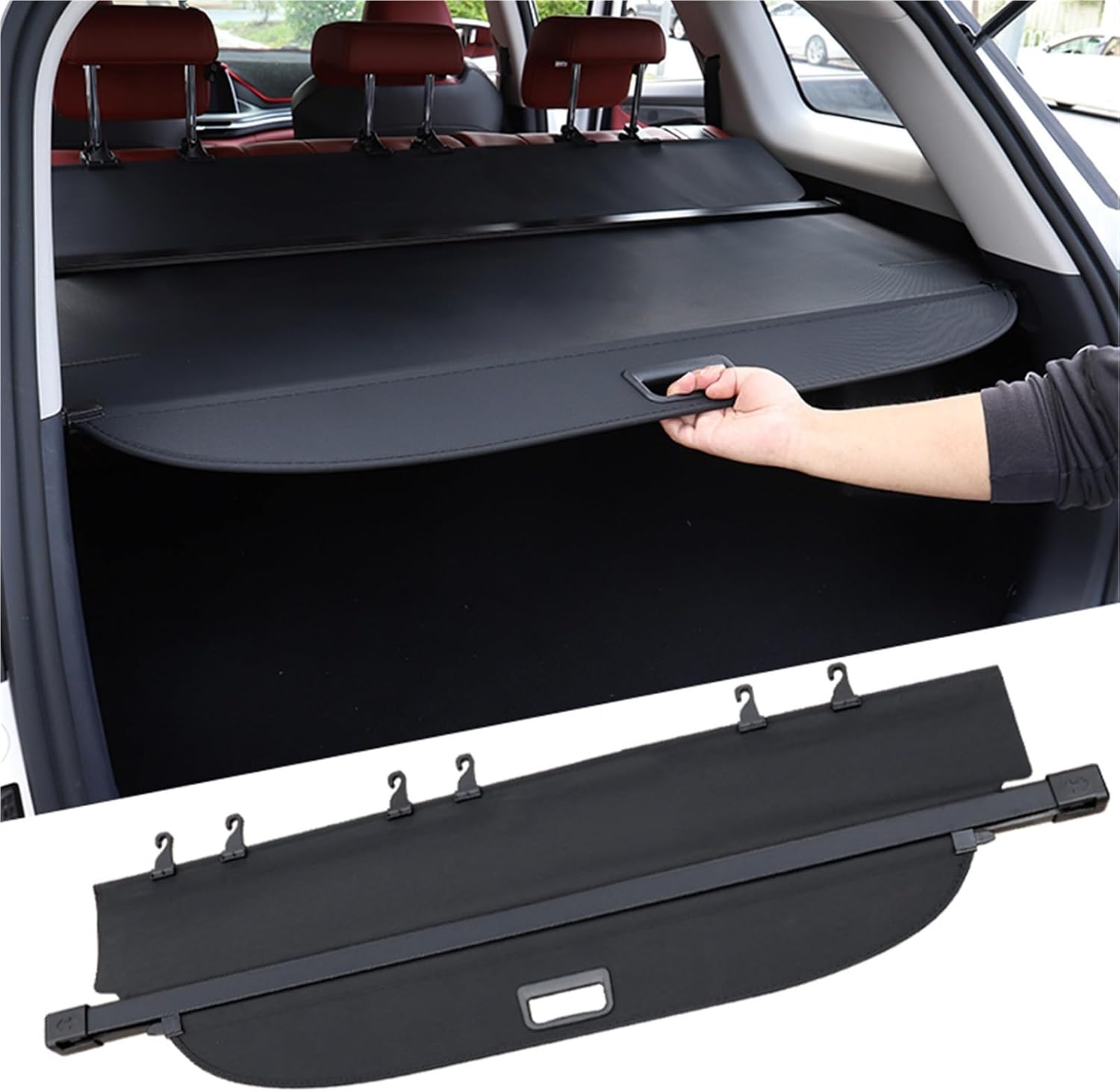 for GAC Trumpchi GS8 2017-2021 Retractable Trunk Cargo Cover Parcel Rack Shield Privacy Auto Decorative Accessories(Leather)