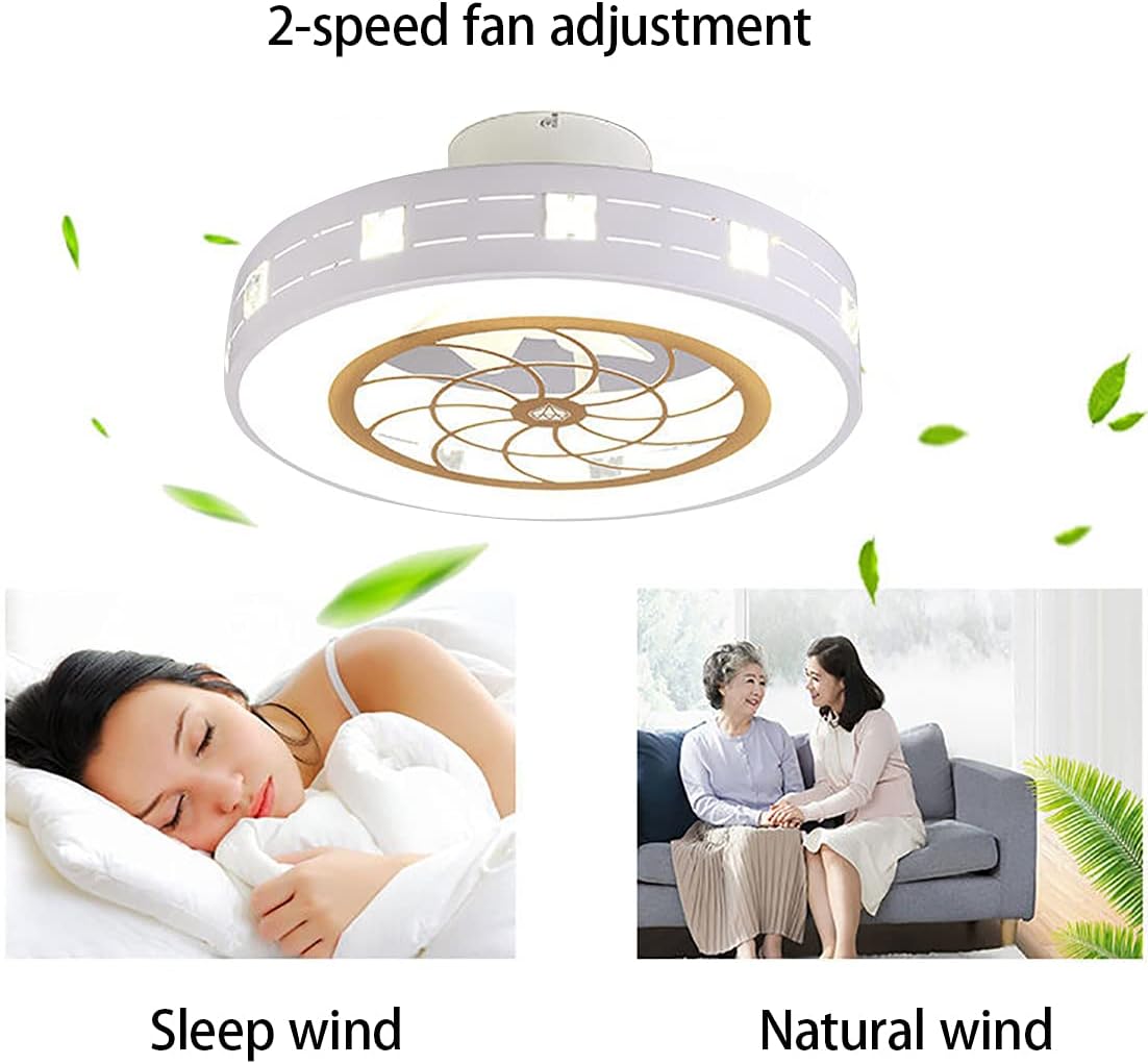 YUEGOO Fan with Ceiling Light,and Remote Control Bedroom Led Dimmable Fan Ceiling Light 2 Speeds 36W Modern Living Room Quiet Ceiling Fan Light