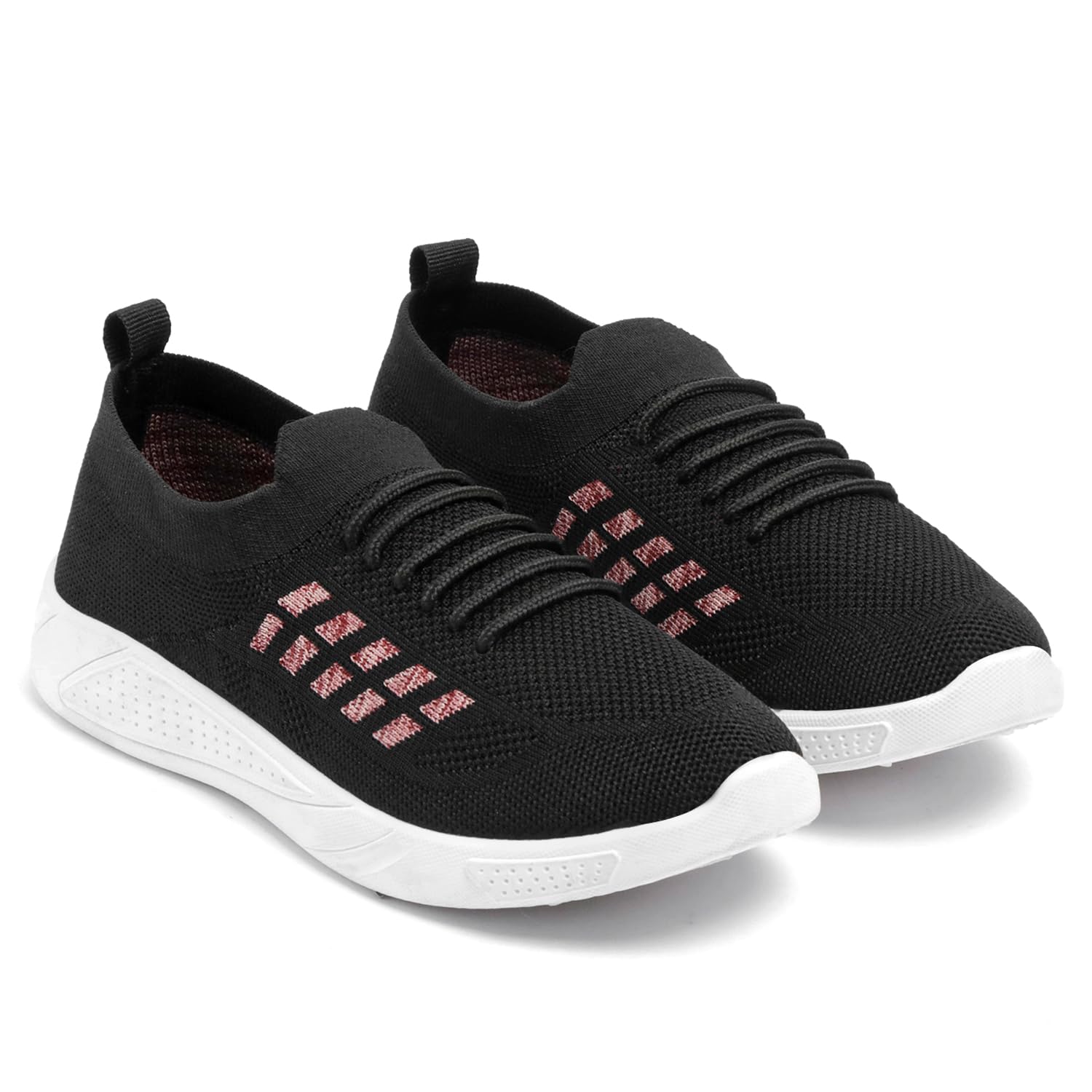 Women's Knit Sneakers, Mesh Fabric, Slip-on Style, Lightweight Casual Walking Shoes with White Sole, Available in Black and Grey-image-40