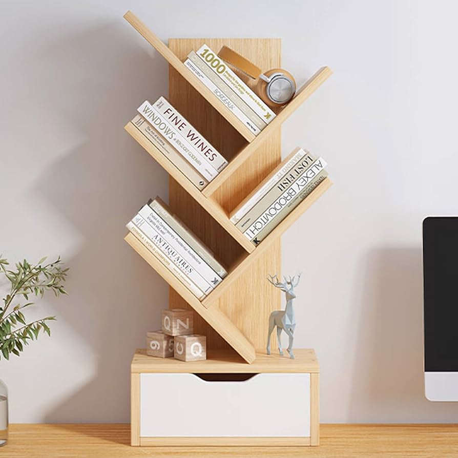 ブックシェルフ Amazon.co.jp: ツリーブックシェルフ4層小さな本棚オーガナイザー棚