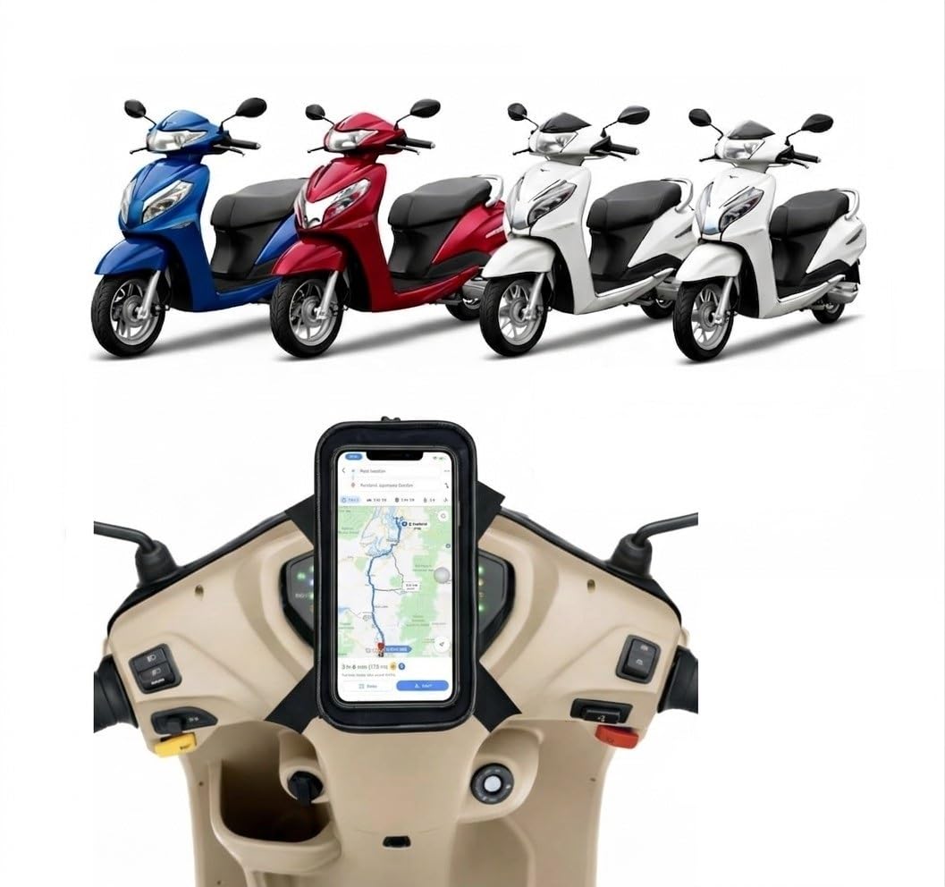Mobile Holder for Scooty,Scooter Honda Activa 6G / 5G / 4G / 3G / Activa 125 / H-Smart /110 water-Resistant Dustproof UV with Heat Resistant & All Weather Protection any smartphone up to 7''-image-32