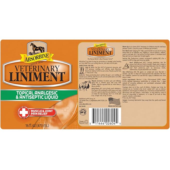 Absorbine Vet Liniment - 16 oz para Caballos miniatura 2