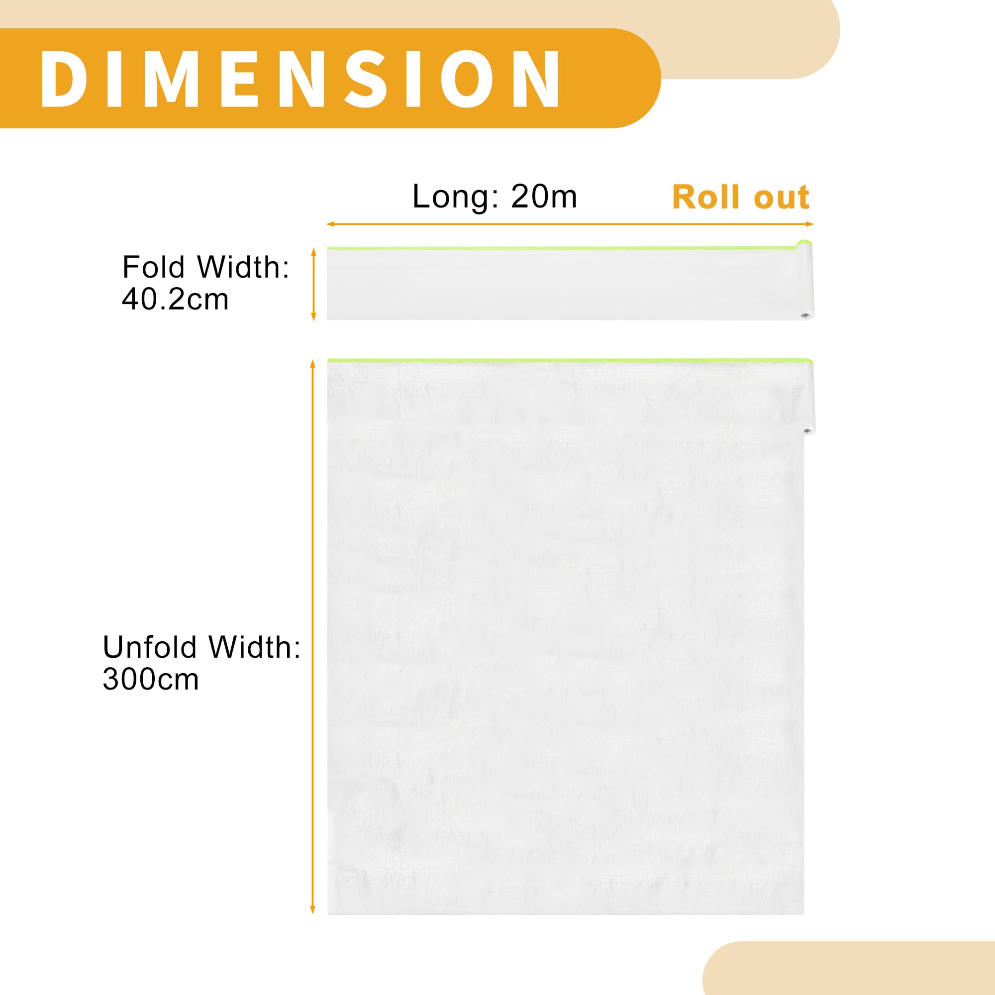 Partuto 1 Pcs Universal Pre-Taped Masking Film Plastic Cover PE Film Paper White Green 300x2000cm / 65.62ftx118.11 - Image 4