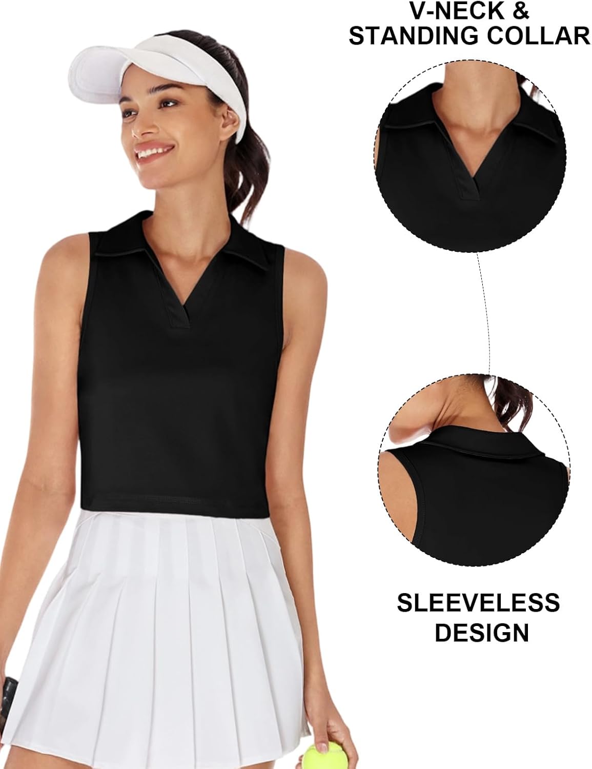 ZANZEA Womens Golf Shirt Polo Collared Sleeveless Tennis Shirts for Women UPF 50+ Sun Protection Cropped Tank Tops - Image 4