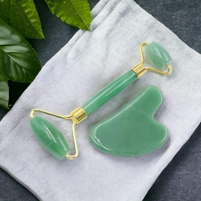 Piedra Gua Sha con rodillo de aventurina verde de calidad AAA SIRI