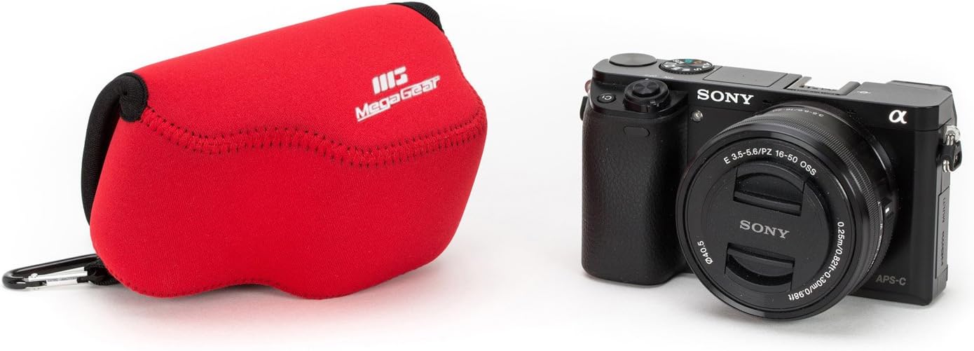 MegaGear ''Ultra Light'' Neoprene Camera Case Bag for Sony NEX-5TL, Sony NEX-5R, Sony NEX-3N with Sony SELP1650, Sony A5100, Sony A5000 16-50mm Lens (Red)