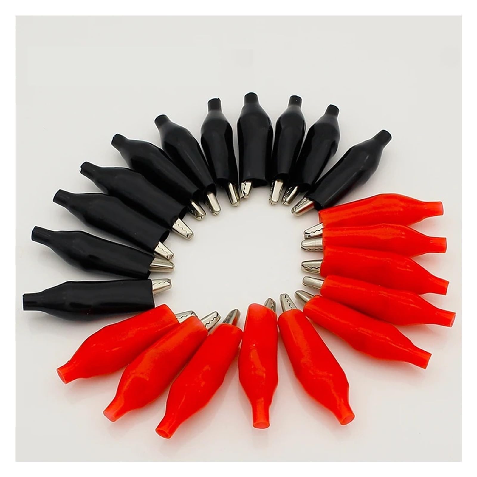 20pcs/lot 45MM Metal Alligator Clip G98 Crocodile Electrical Clamp for Testing Probe Meter Black and Red with