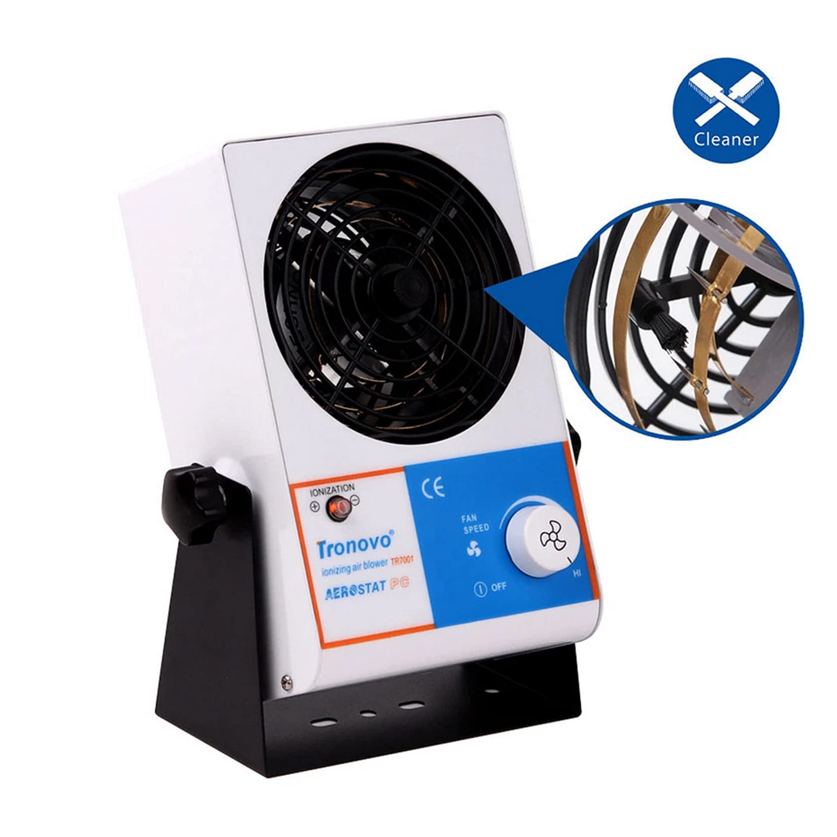 LeTkingok TR7001 Electric Ion Fan, Desktop Electrostatic Eliminator Destaticizer Industrial Adjustable Ionizing Air Blower Ionization Fan