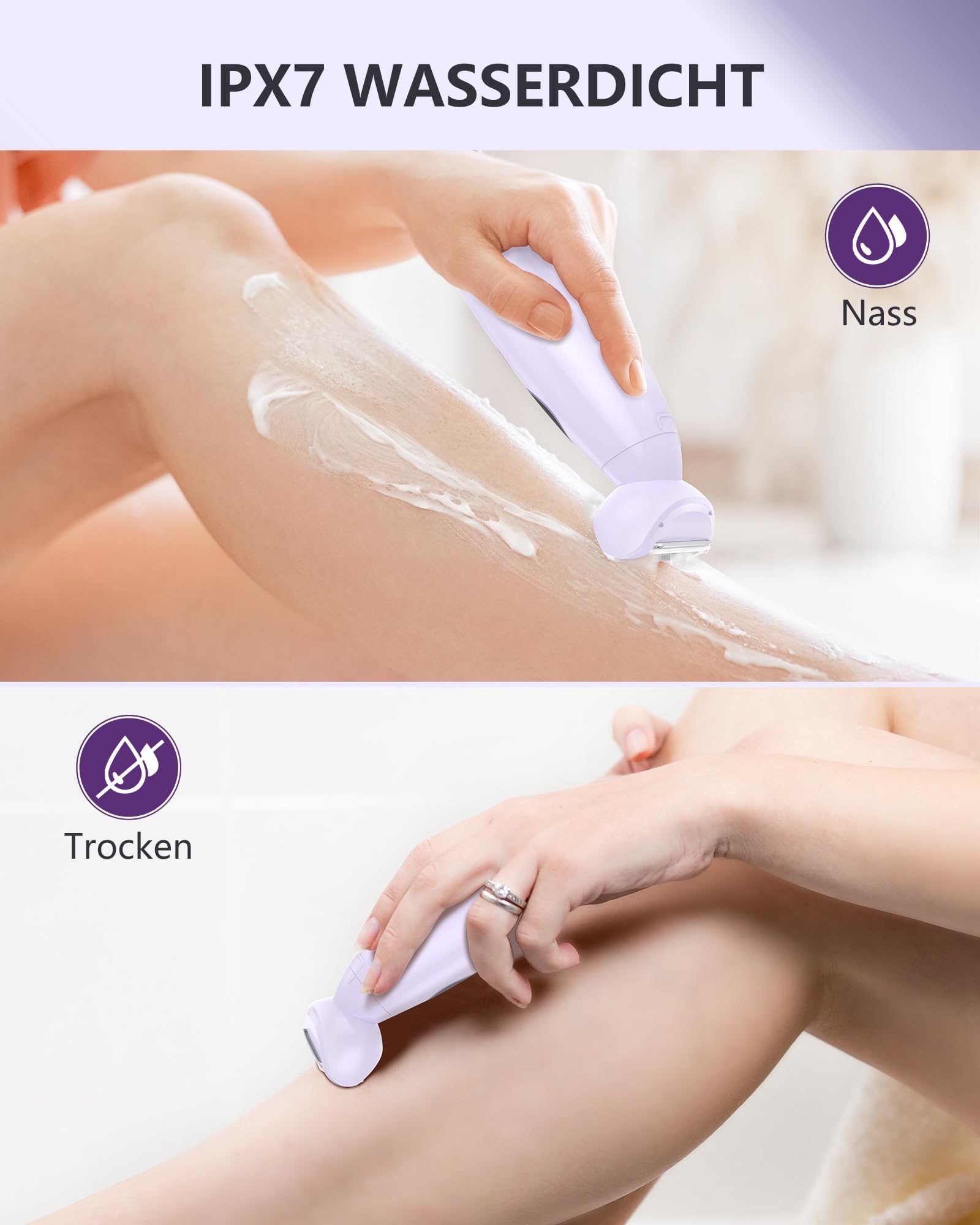 Afeitadoras para mujer, depiladora facial 3 en 1, recortadora de bikini para mujer con pantalla LED de batería, maquinilla de afeitar eléctrica húmeda y seca, 120 minutos de uso, para piernas en las