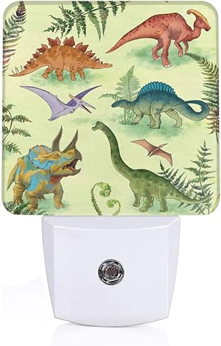 Luz nocturna de dinosaurio, luces nocturnas LED enchufables, lámpara con sensor automático del atardecer al amanecer para dormitorio, baño, cocina,