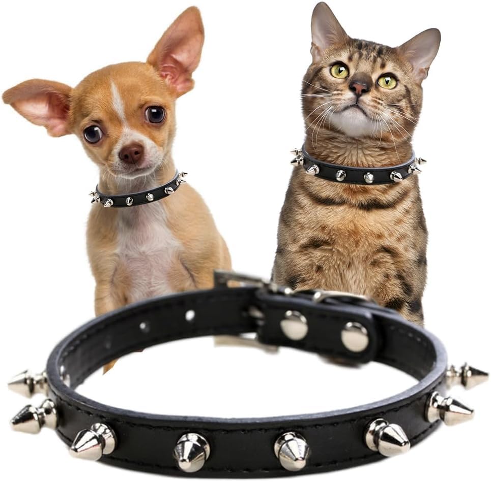 Spike Collar for Dogs, Mushrooms Rivet Stud Studded Soft Pu Faux Leather Dog Spiked Collar Adjustable for XS Small Medium Breed Pet Male Dogs Girl Cat