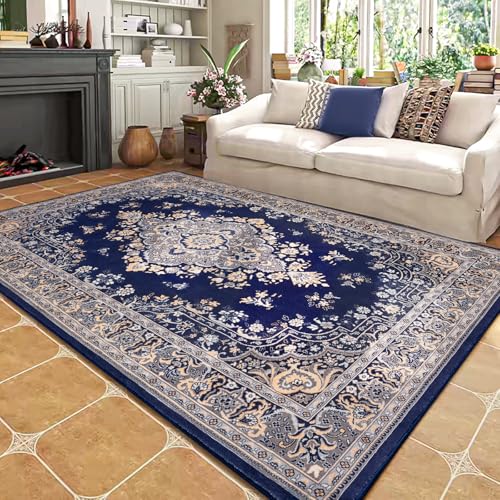 Living Room Rug 5x8 Rugs, Washable Vintage Area Rug Non-Slip