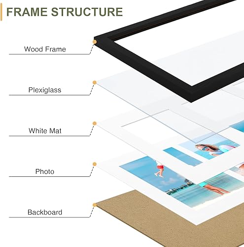 Miniatura 7 de Vittanly 8x14 Marcos de Fotos para Collage, Muestra 3 Fotos de 4x6 Pulgadas con Alfombrilla, Marco de Fotos para Collage para Visualización