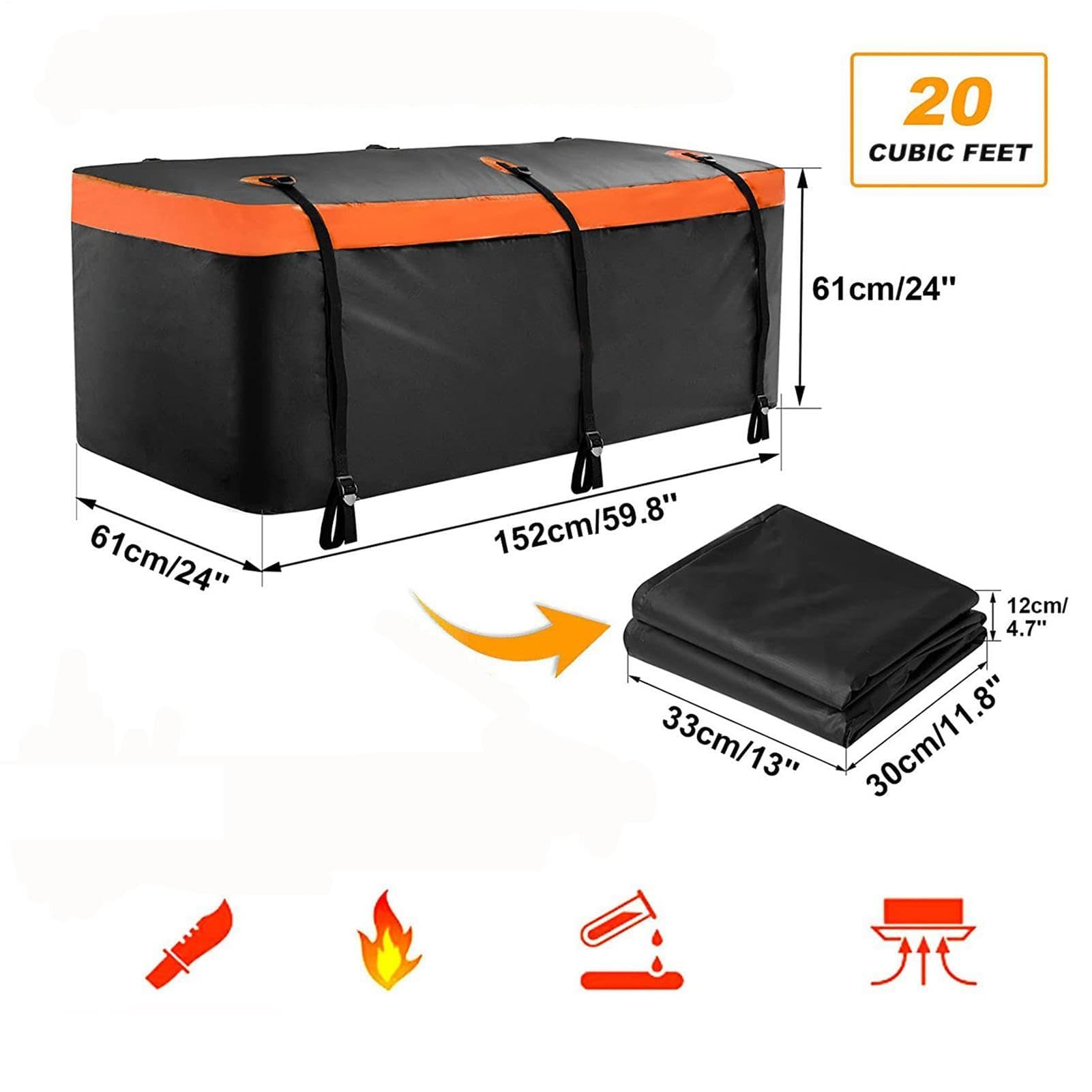 Caja de carga plegable de 550 L, resistente al agua y duradera