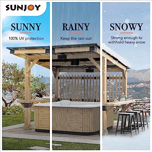 Sunjoy Wooden Grill Gazebo 10 Ft. X 11 Ft. Outdoor Cedar Frame Bbq Gazebo, Backyard Hot Tub Gazebo With Aluminum Hardtop Roof, Privacy Screen And Bar Shelves By Summercove #TOP7