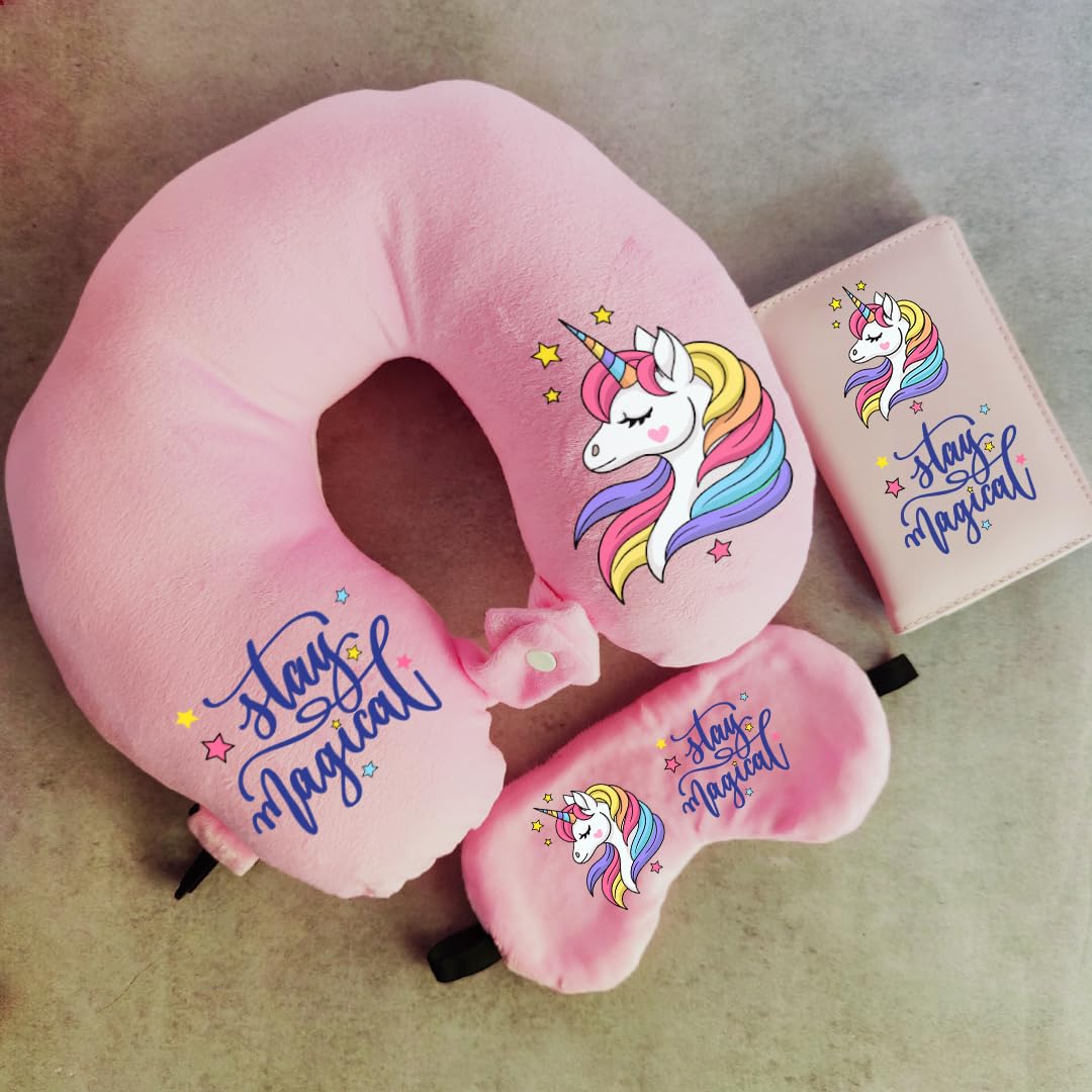 RAMPOSH Kids Travel Pillow Set, U-Shaped Neck Pillow, Eye Mask