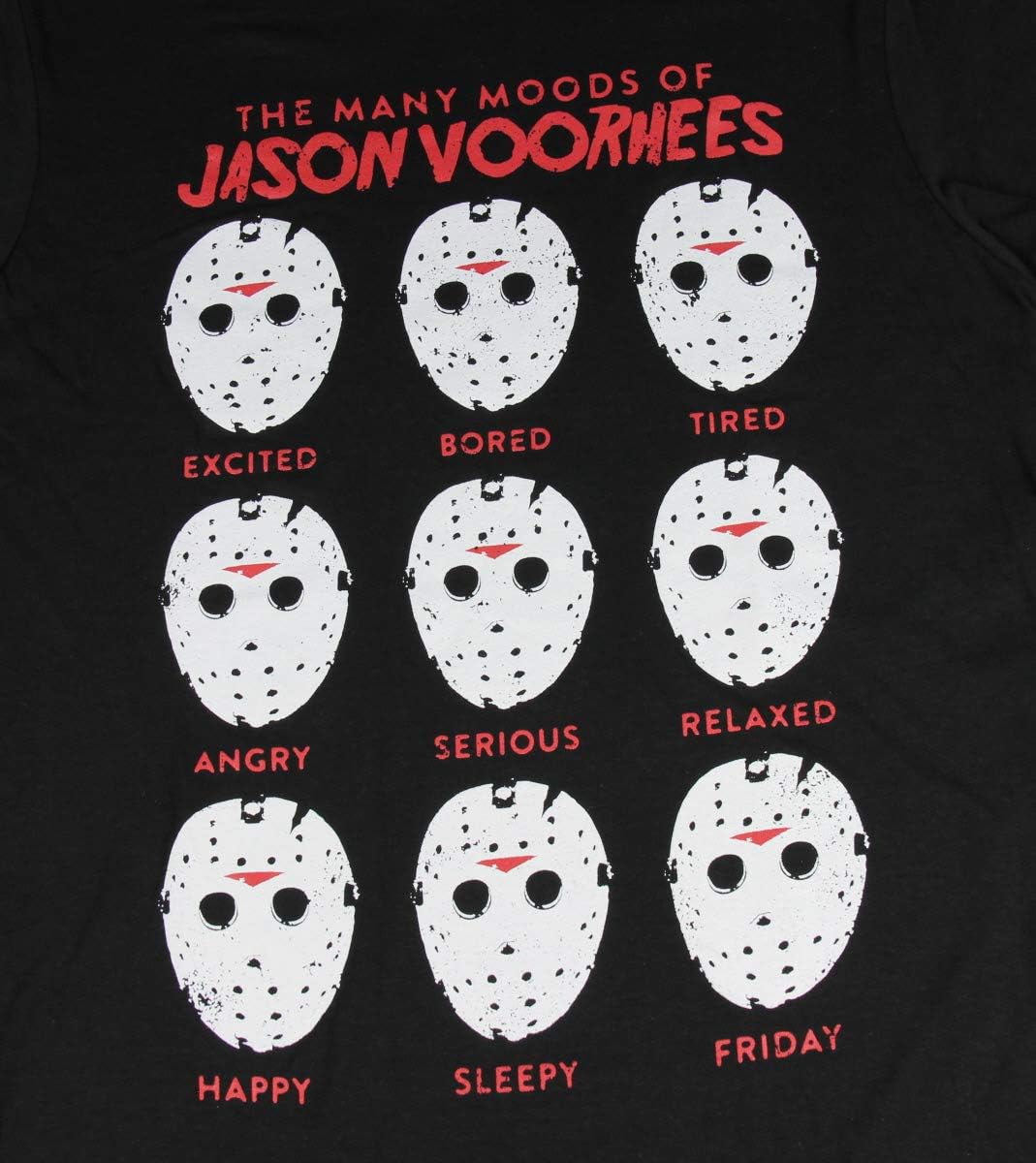 The Many Moods of Jason Voorhees Mask Shirt Distressed Officially Licensed Horror Film Movie T-Shirt