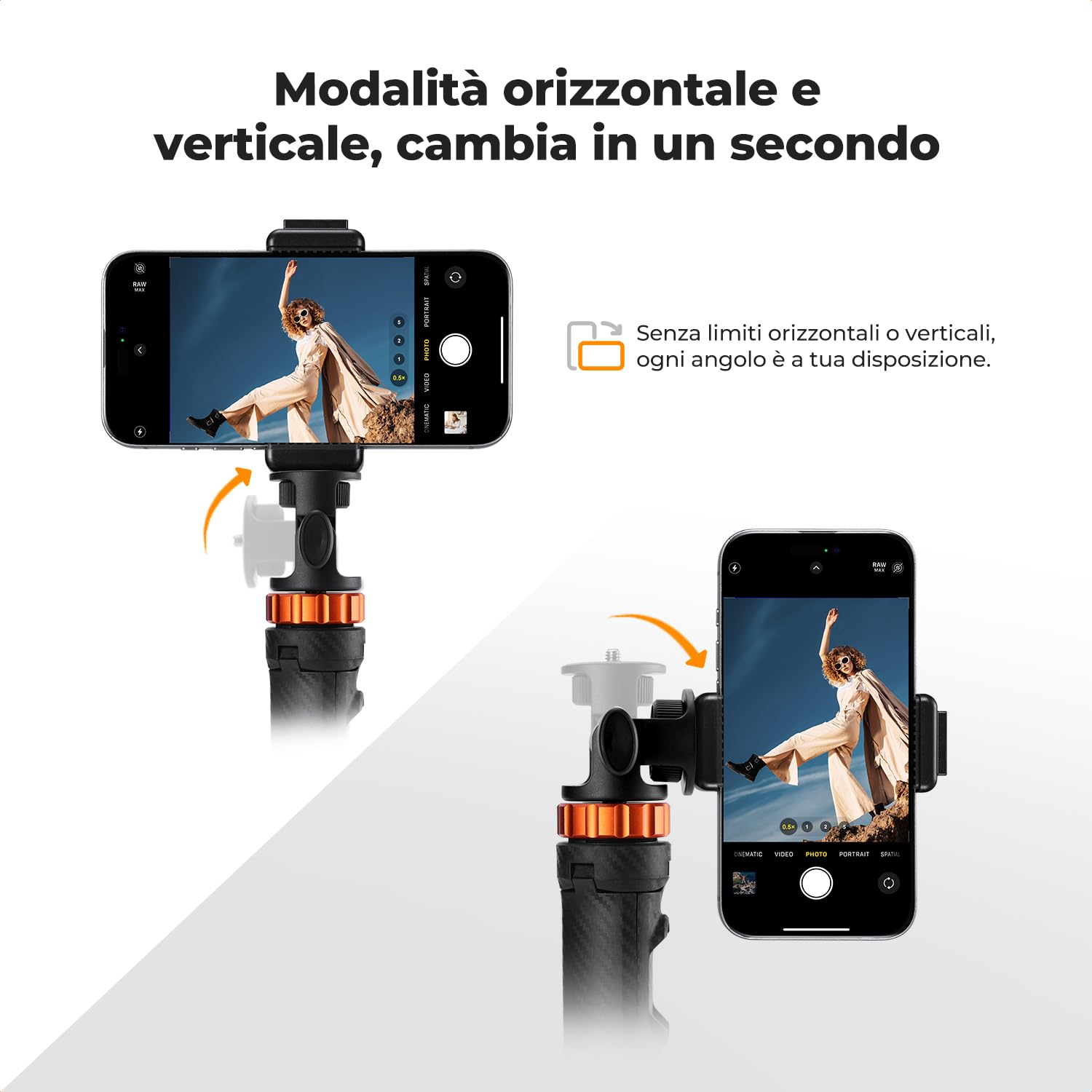 K&F CONCEPT Bastone Selfie 175cm, Treppiede per Smartphone con Telecomando e Vite da 1/4", 2-in-1 Tripod per Action Camera/DSLR, Compatibile con iphone 17, DJI Osmo Pocket 3/4, Insta360 X5, Gopro