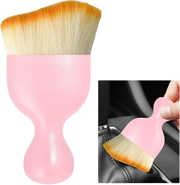 Yourkar Car Interior Dust Brush, Scratch Free Car Detailing Brushes, Soft Bristle Auto Removal Dust Collector, Vehicle Interior Cleaning Accessories for Dashboard, Air Vents (Pink)