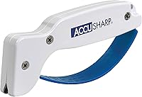 AccuSharp Knife Sharpener - Ergonomic Handle, Diamond-Honed Tungsten Carbide, Sharpens Straight & Serrated Knives in Seconds, White
