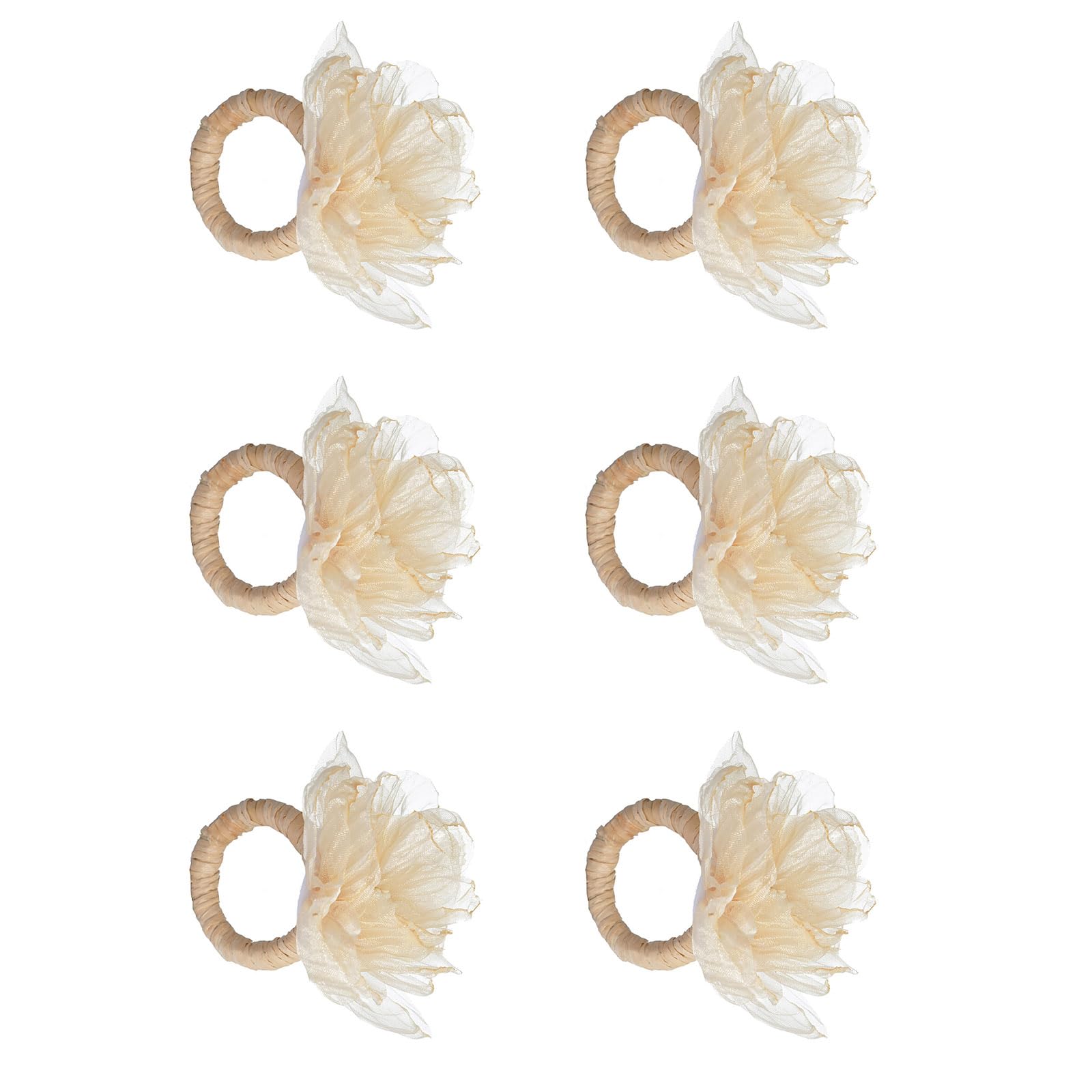 NEWFT Delicate Flower Tulle Napkin Rings For Wedding Reception 5 Petal Design Handmade Decorative Tableware Accessories Multip