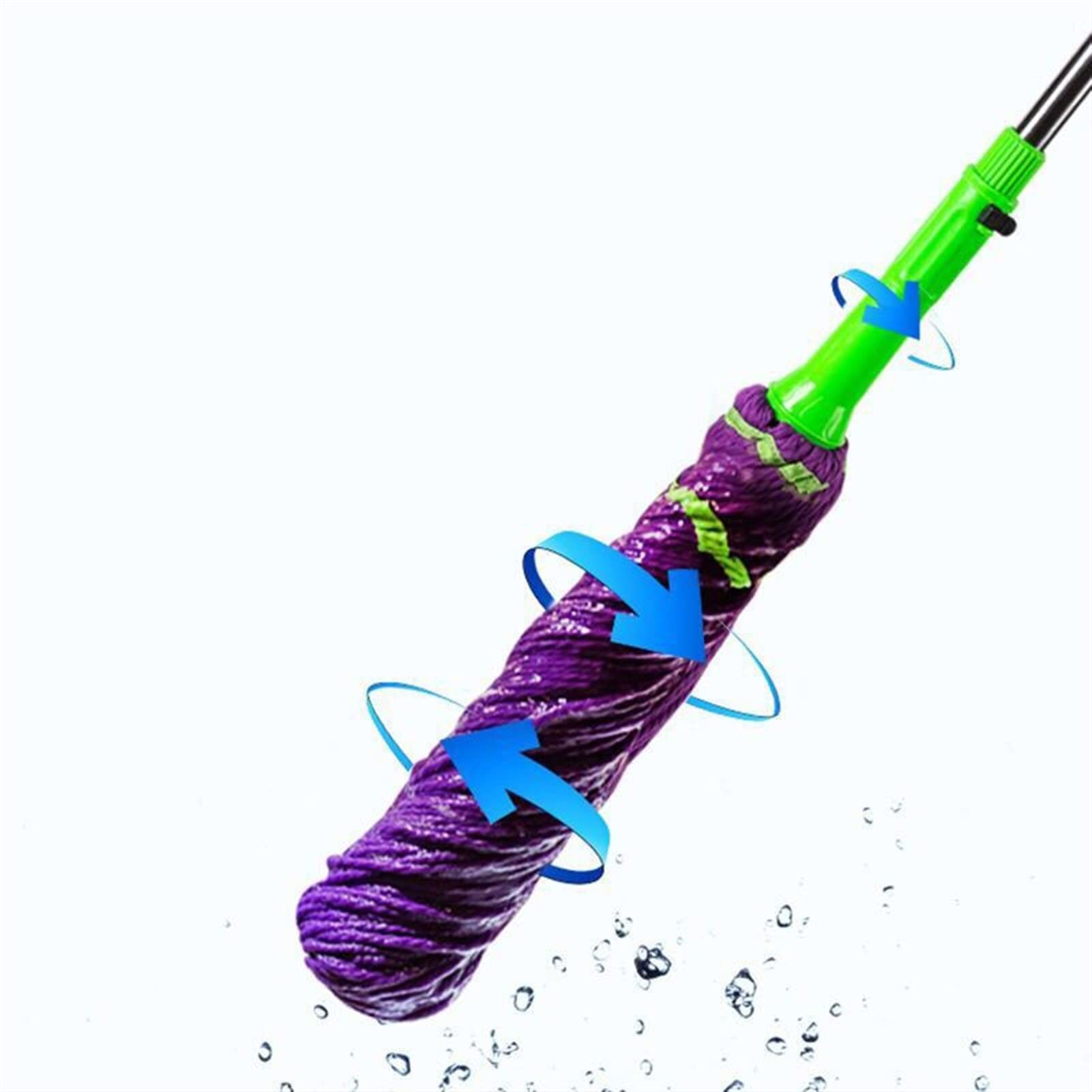 TOMYEUS Frife de Limpiador de Pisos con 2 Cabezas Reutilizables, Fácil retorcimiento de trapeador de Giro, trapeadores Secos y húmedos for Madera Dura, Tirar Azulejos de Limpieza de Microfibra.