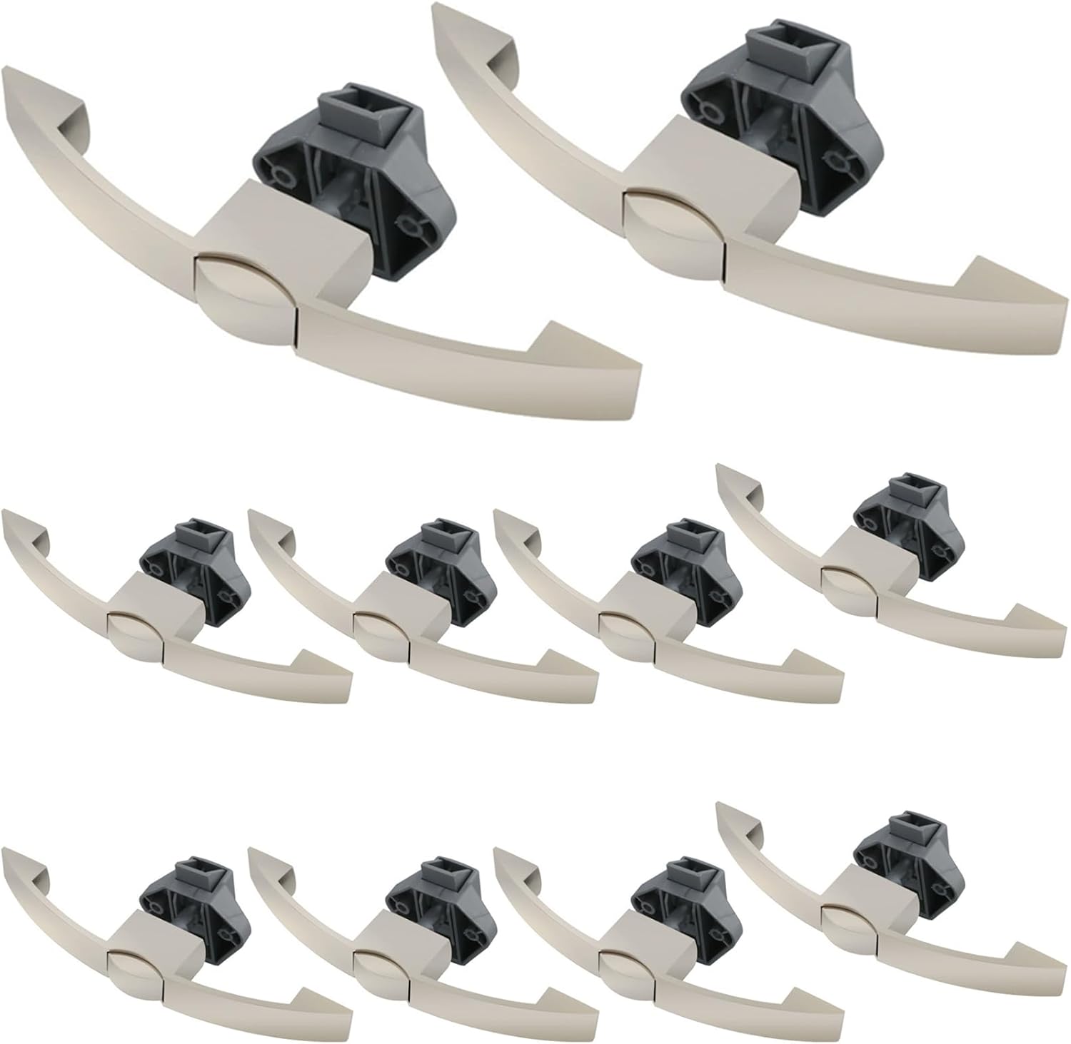 10 Packs Pearl Nickel RV Cupboard Arc Push Button Pull Lock Handle, Pitch-Row 160mm Overall Length 194mm Cabinet Drawer Cupboard Keyless Push Handle for Campervan Motorhome Boat Furniture Fittings