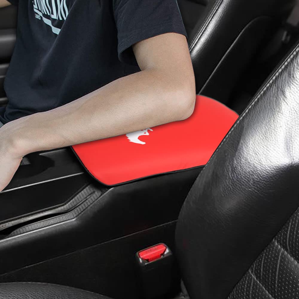 BOYOUS Armrest Cover Center Console Pad Full Protection Console Leather Arm Rest Interior Accessories Fit for Mustang 2005-2009 -Red