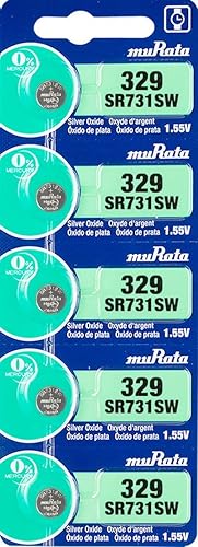 Miniatura 1 de Murata 329 Batería SR731SW 1.55V Celda de botón de reloj de óxido de plata (5 baterías)