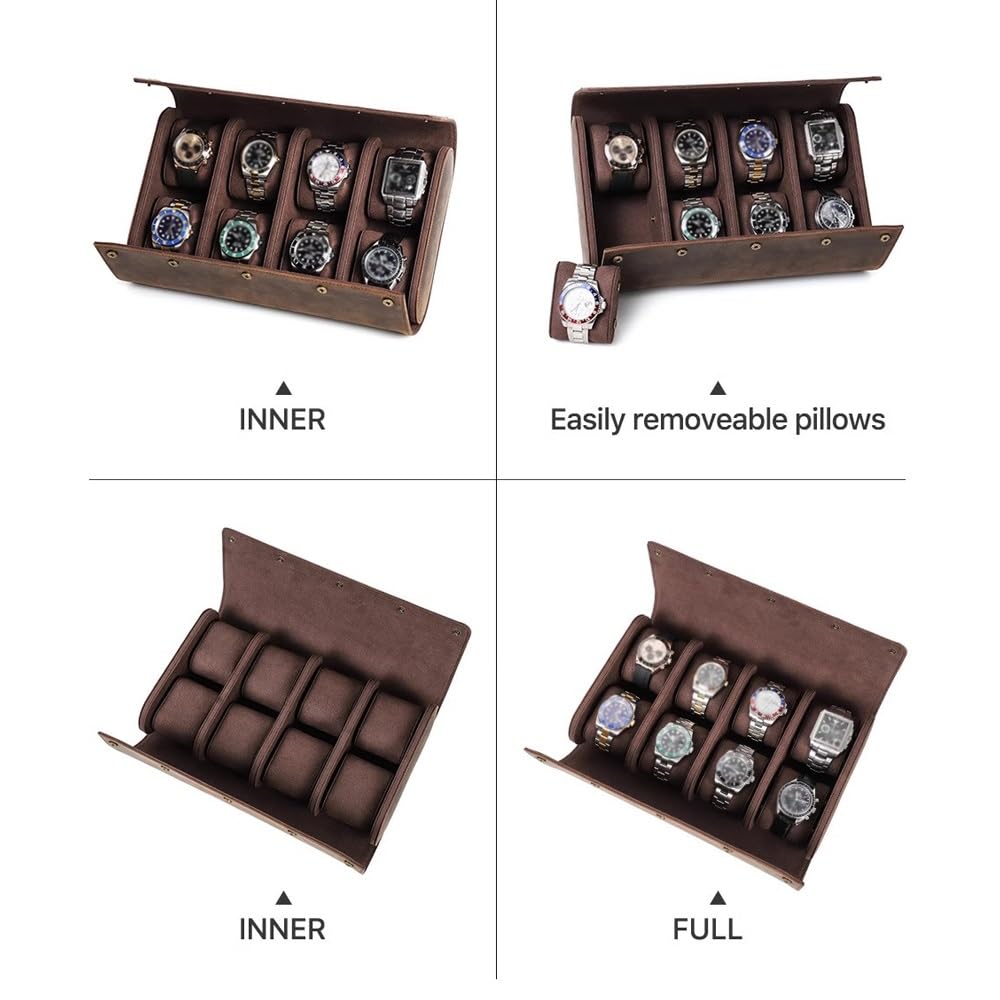Uhren-Reiseetui, 8 Fächer, Uhrenrolle, Organizer, Display, Leder-Uhrenetui, Uhren-Organizer für Damen und Herren