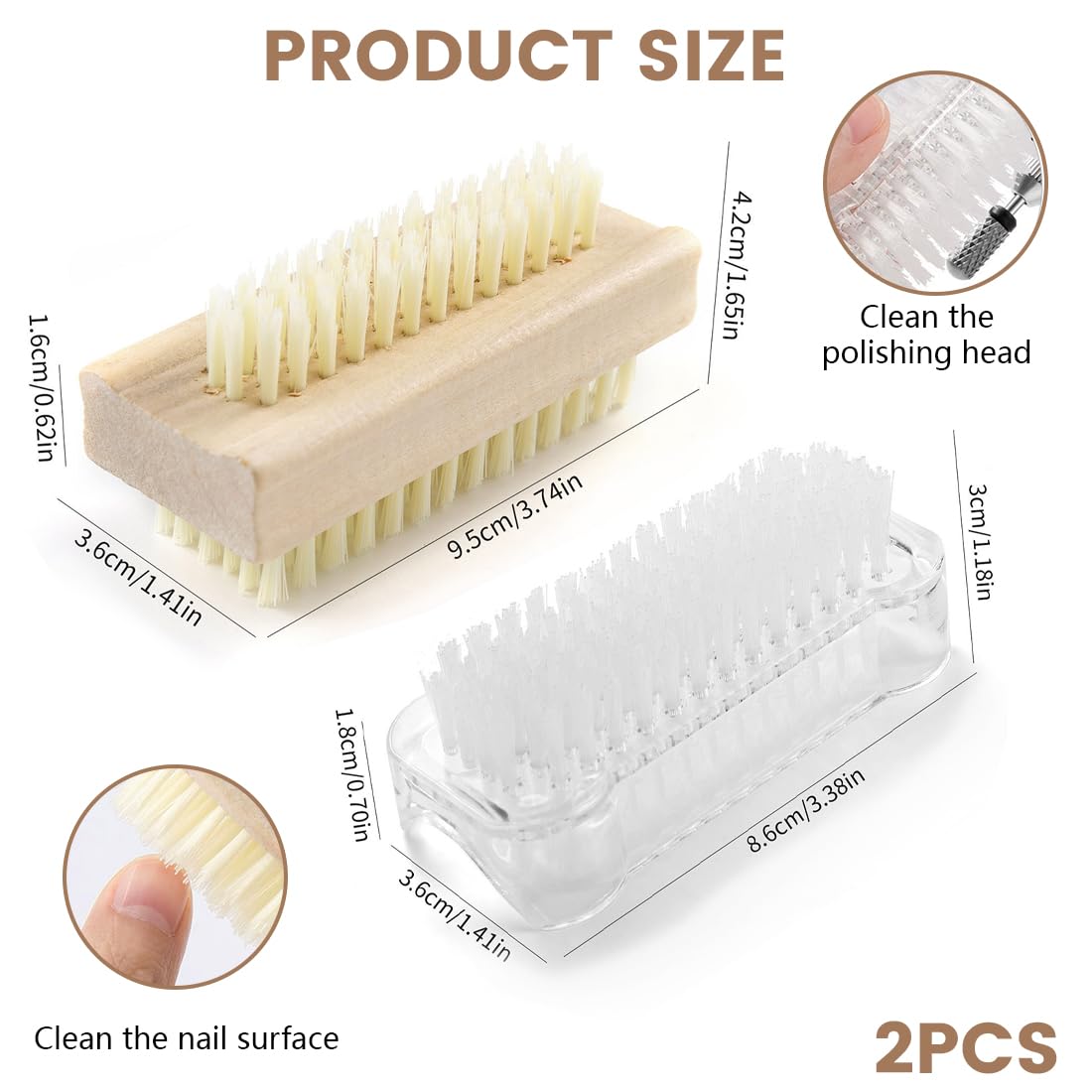 2 PCS Spazzolino Unghie Mani, Spazzola Per Unghie, Spazzolino per unghie mani, Spazzole per la Pulizia plastica, Universale, Per Pulizia di mani Delle Unghie