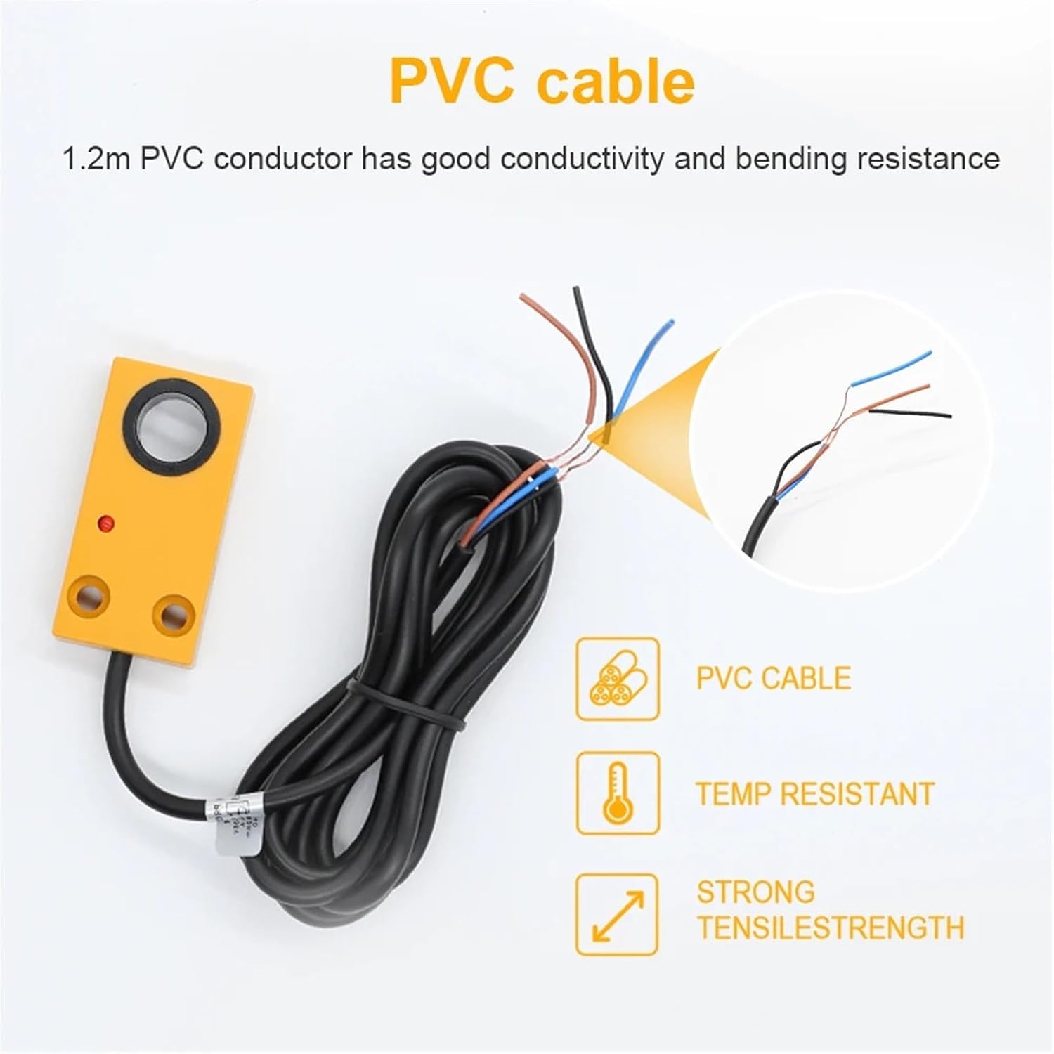 Näherungsschalter, Induktiver Sensor, 12 V/24 V, Metallerkennung, 6–16 mm Loch, PNP normalerweise offen
