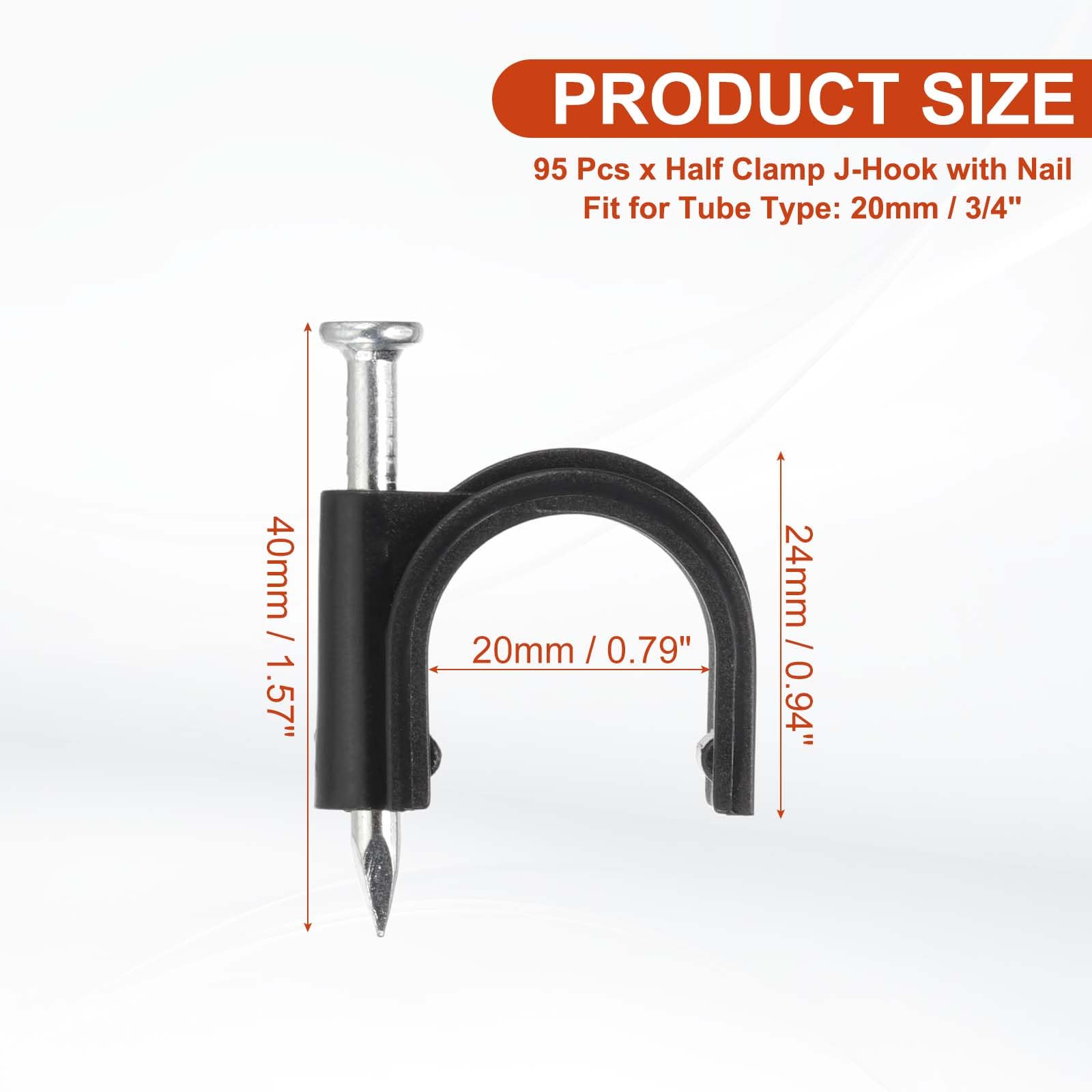 PATIKIL Half Clamp J-Hook with Nail 3/4" / 20mm - Image 2