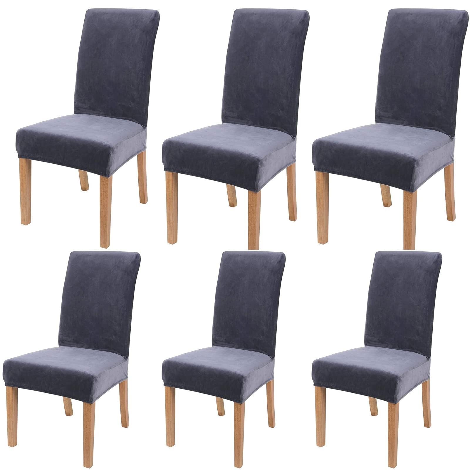 NMVAWIPT Velvet Stretch Dining Chair Covers Elastic Removable Washable Parsons Protectors For Room Hotel Wedding Banquet(#4,6pcs)